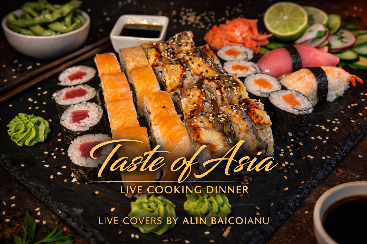 Taste of Asia: Live Cooking Dinner cu live covers by Alin Baicoianu
